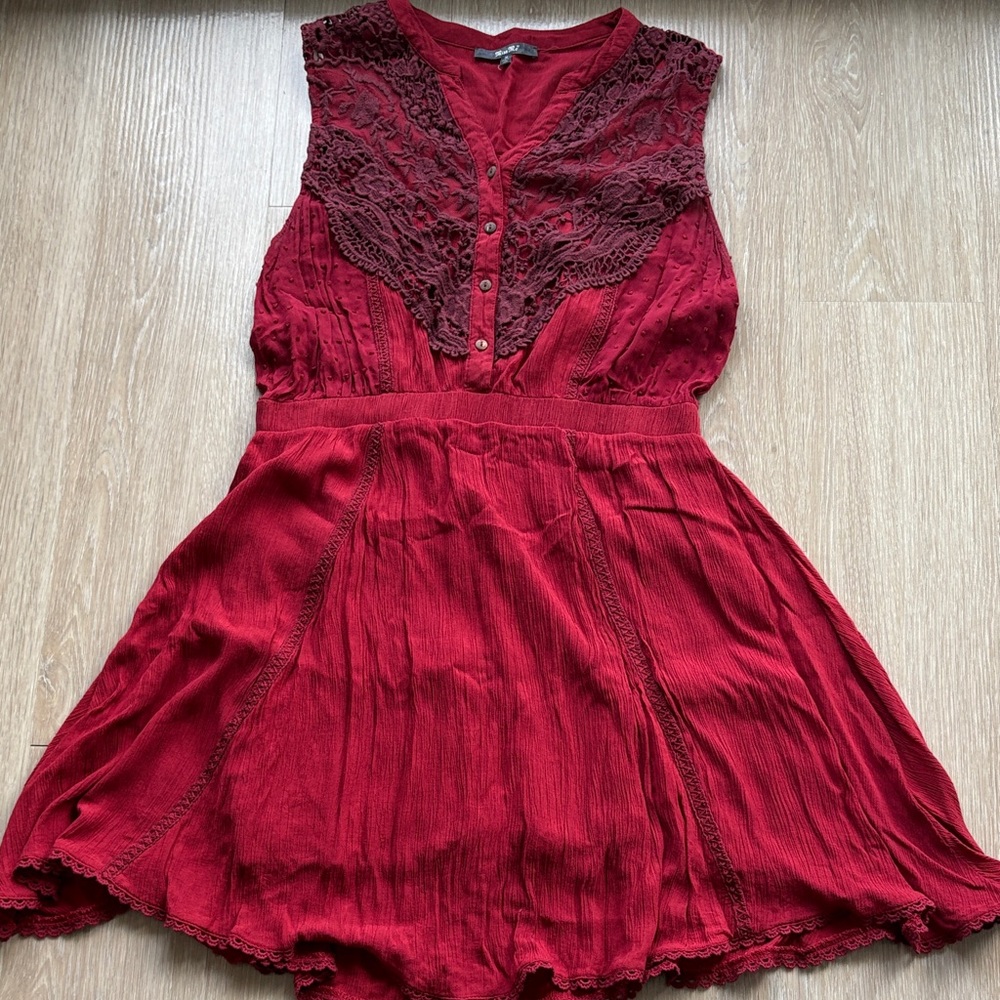 Miss Me Red Lace Detail Dress